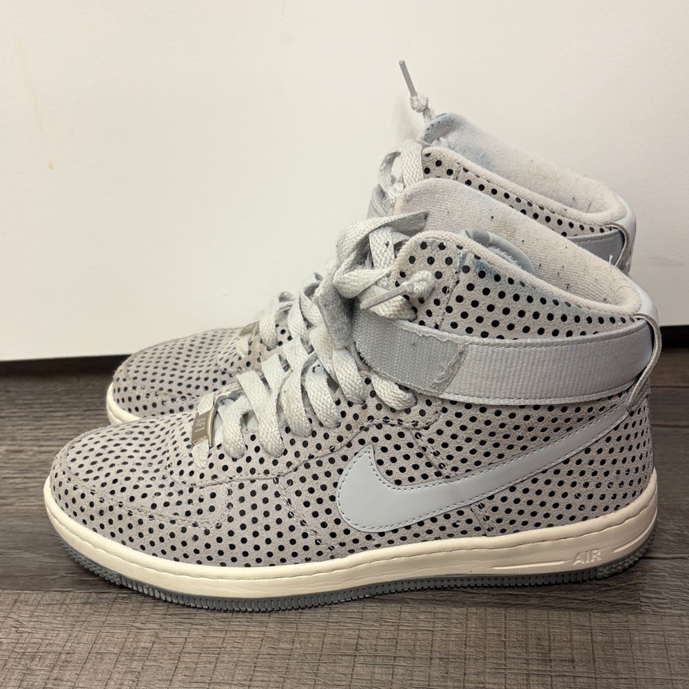 Nike Light Gray Polka Dot Air Force 1 High Tops